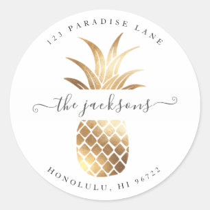 Faux Gold Pineapple DIY Background Classic Round Sticker