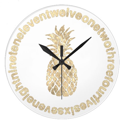 Image of faux gold pineapple Large Clock