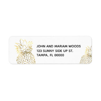 Faux Gold Pineapple Return Address Labels