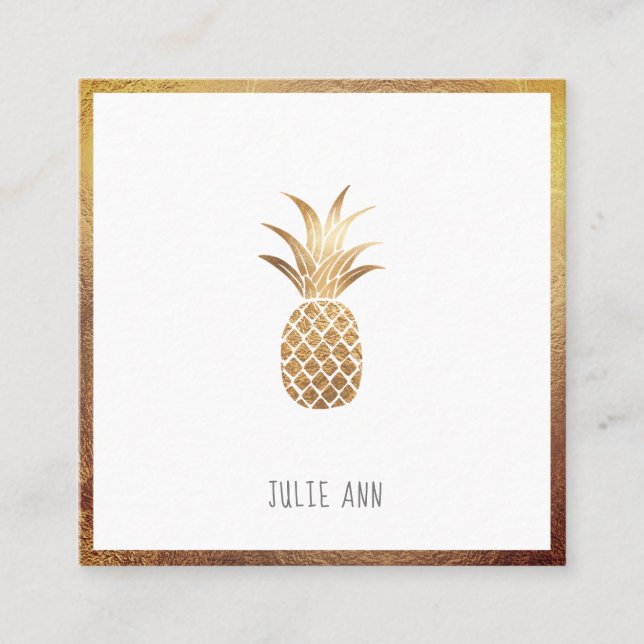 FAUX GOLD PINEAPPLE SQUARE BUSINESS CARD (Front)