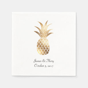Faux Gold Pineapple Wedding Cocktail Napkins
