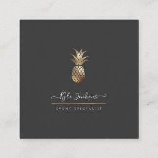 FAUX GOLD PINEAPPLES DIY BACKGROUND SQUARE BUSINESS CARD
