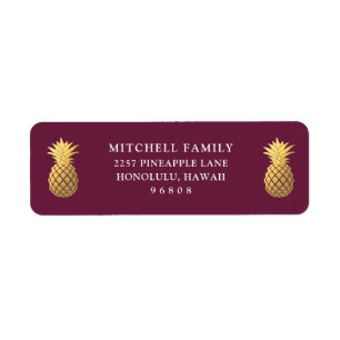 Faux Gold Pineapples on Burgundy