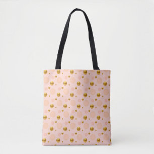 Faux Gold Pink Polka Dots Tote Bag