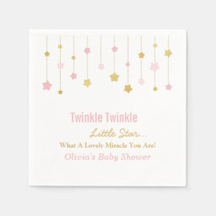 Faux Gold Pink Twinkle Twinkle Little Star Napkins