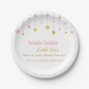 Faux Gold Pink Twinkle Twinkle Little Star Plates