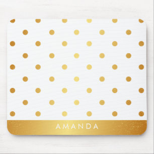 Faux GOLD POLKA DOTS PERSONALIZE ADD YOUR NAME Mouse Mat