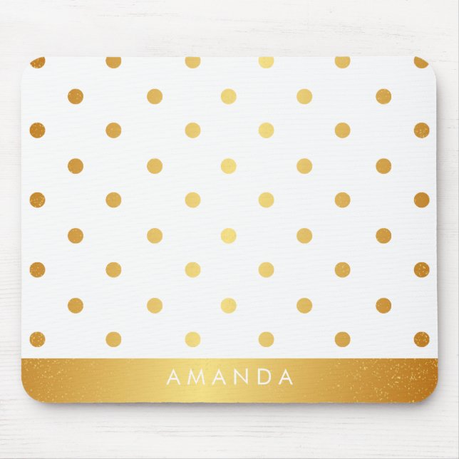 Faux GOLD POLKA DOTS PERSONALIZE ADD YOUR NAME Mouse Mat (Front)