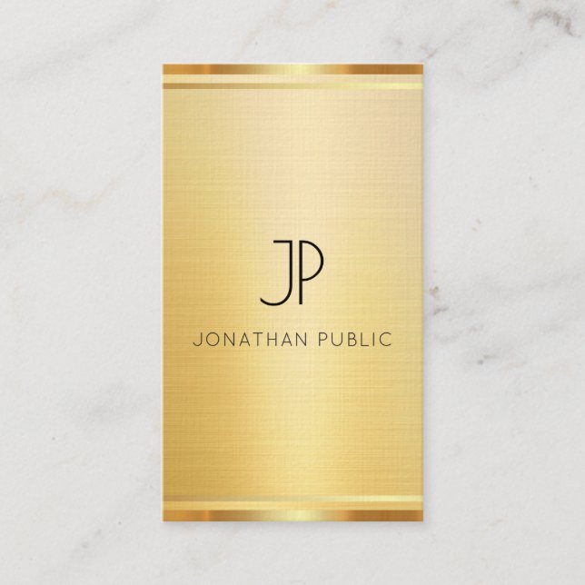 Faux Gold Premium Linen Vertical Template Luxury Business Card (Front)