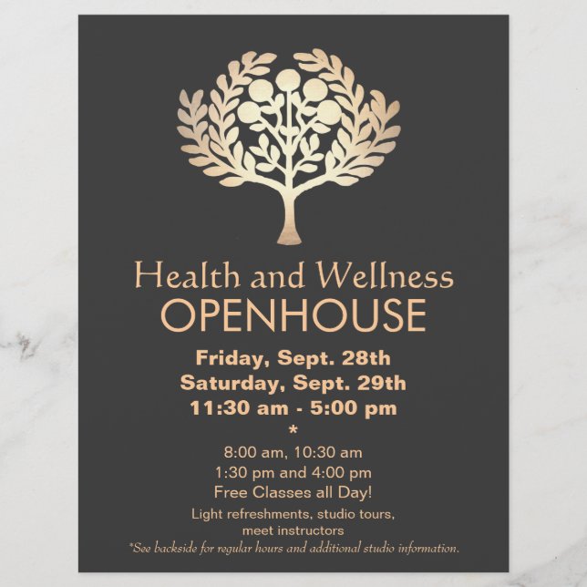 Faux Gold Prosperity Tree Health and Wellness Flyer (Front)
