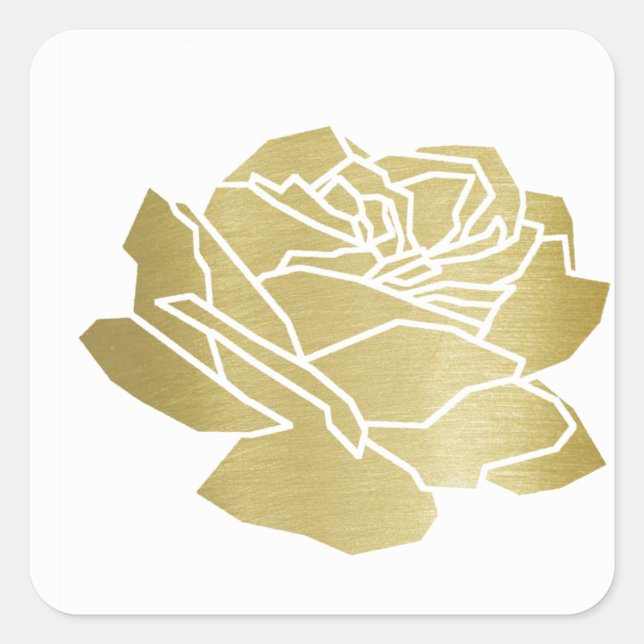faux gold rose flower, pretty floral wedding  square sticker (Front)