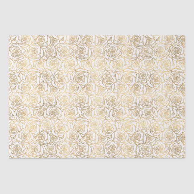 Faux Gold Roses Tissue Paper (Front)