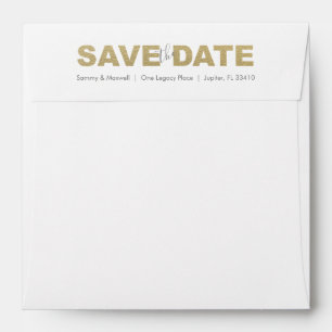 Faux Gold Save the Date Return Address Envelopes