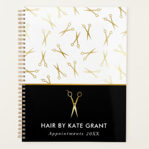 Faux Gold Scissor Hair Stylist Salon Appointment Planner