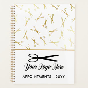 Faux Gold Scissors Logo Stylist Appointment Planner