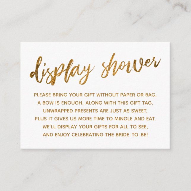 Faux Gold Script Display Bridal Shower Gift Card (Front)