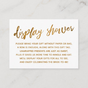 Faux Gold Script Display Bridal Shower Gift Card