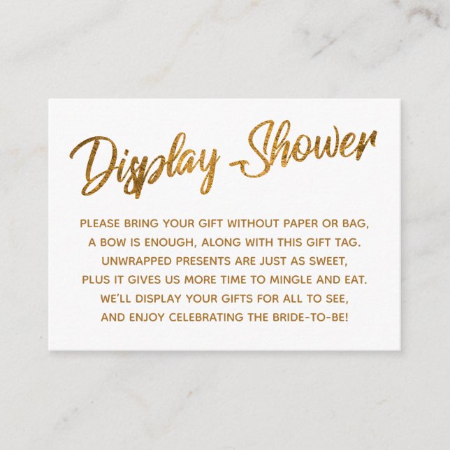 Faux Gold Script Display Bridal Shower Gift Card (Front)