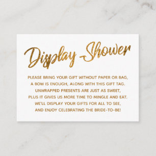Faux Gold Script Display Bridal Shower Gift Card