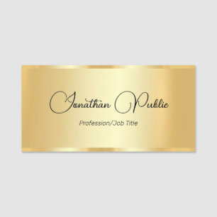 Faux Gold Script Template Calligraphed Name Custom Tag