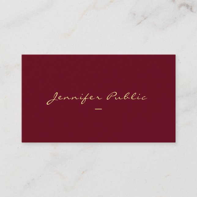 Faux Gold Script Template Luxurious Premium Pearl Business Card (Front)