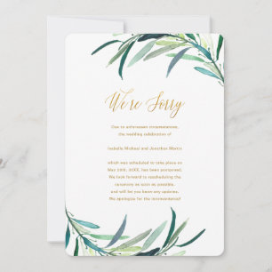Faux Gold Script Wedding Postponement Announcement