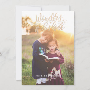 Faux Gold ScriptWonders of His Love Holiday Photo Card