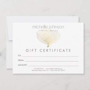 Faux Gold Sea Fan Coral Gift Certificate