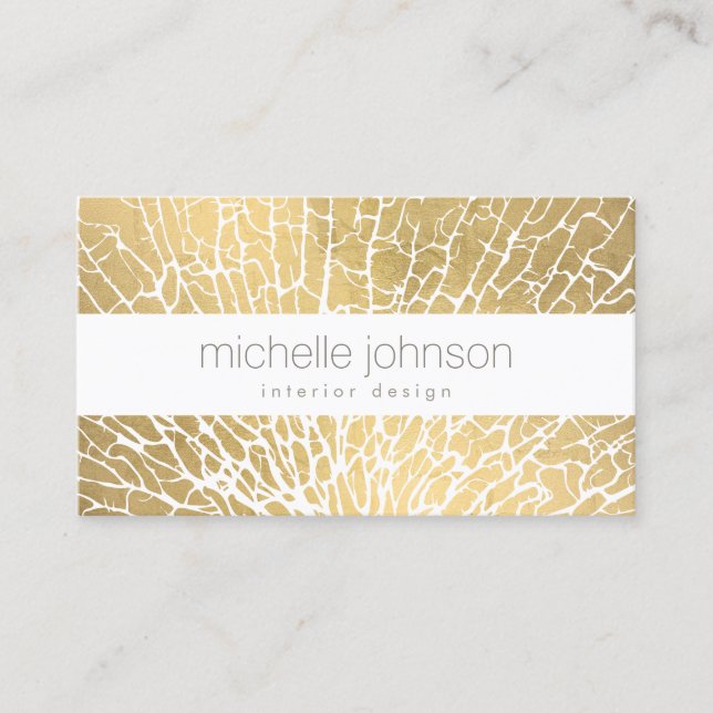 Faux Gold Sea Fan Coral Pattern Business Card (Front)
