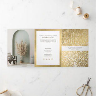 Faux Gold Sea Fan Coral Pattern Designer Brochure