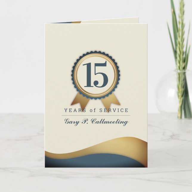 Faux gold seal milestone employee anniversary card (Front)