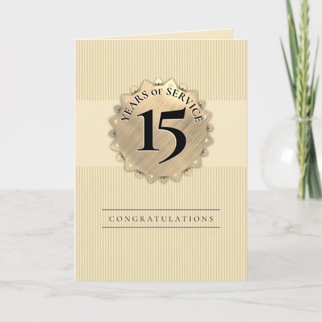 Faux gold seal milestone employee anniversary card (Front)