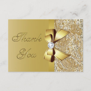 Faux Gold Sequins Bow Diamond Wedding Thank You