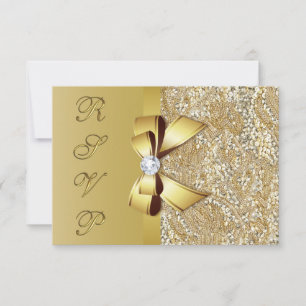 Faux Gold Sequins Bow RSVP