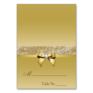 Faux Gold Sequins Diamond Bow Place Card
