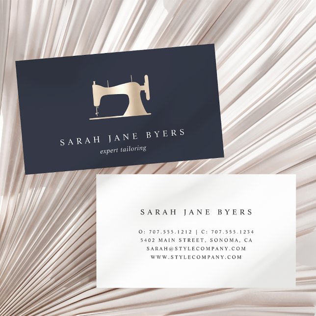 Faux Gold Sewing Machine | Seamstress or Tailor Business Card (Creator Uploaded)