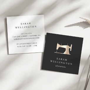 Faux Gold Sewing Machine   Seamstress or Tailor Square Business Card