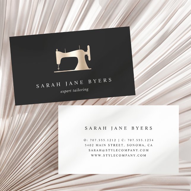 Faux Gold Sewing Machine | Seamstress Tailor Business Card (Creator Uploaded)