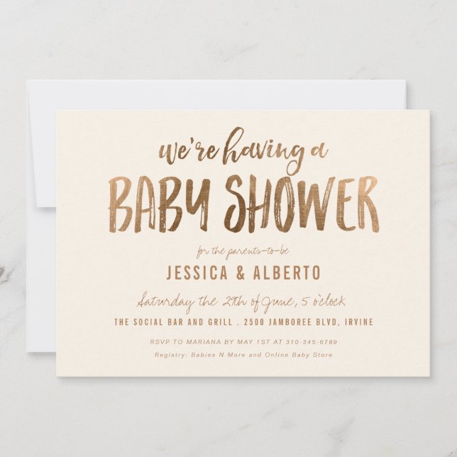 Faux Gold Shimmer Chic Baby Shower Invitation (Front)