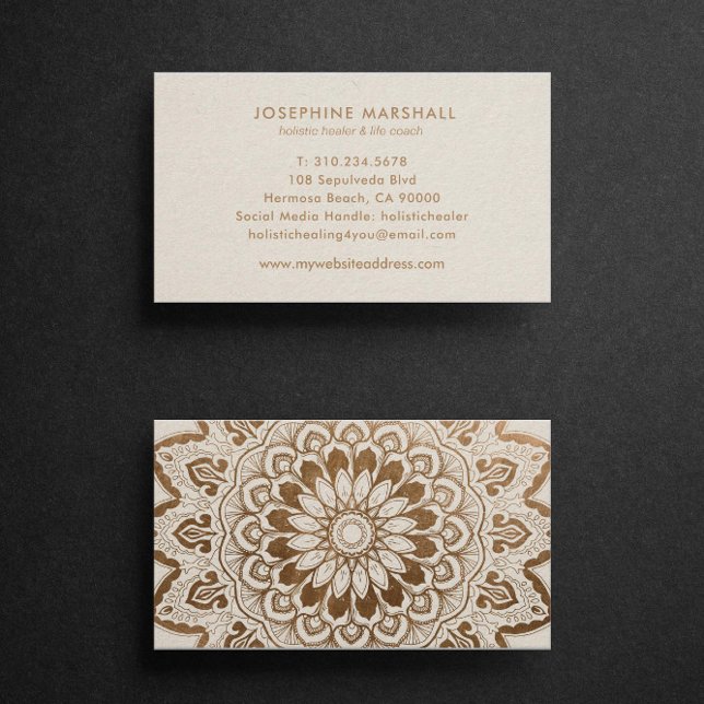 Faux Gold Shimmer Mandala Business Card (Creator Uploaded)