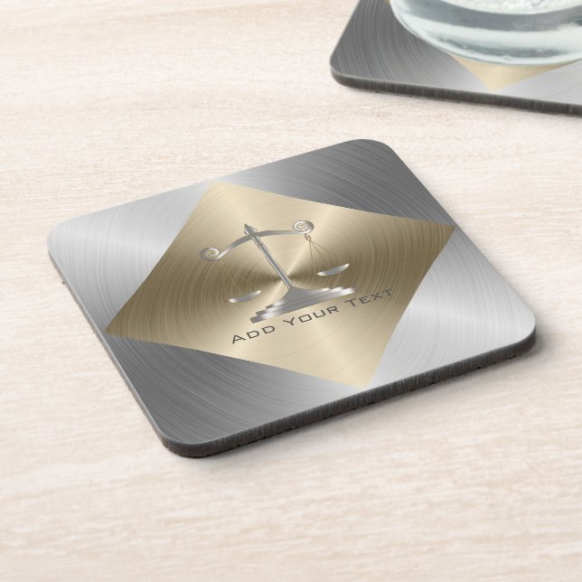 Faux Gold & Silver Metallic with Scales Of Justice Coaster (Left Side)