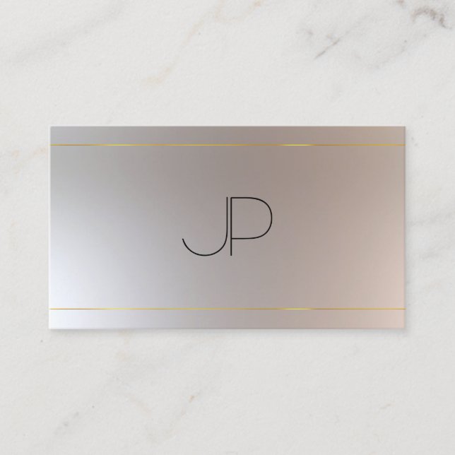 Faux Gold Silver Modern Monogram Professional Business Card (Front)