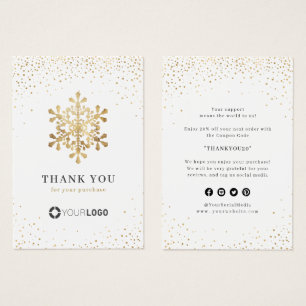 Faux gold Snowflake Christmas Thank You Insert