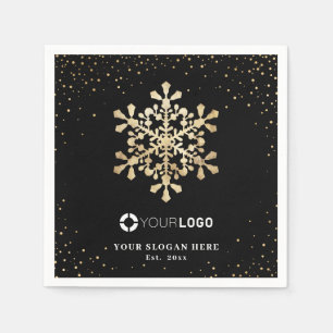 Faux gold snowflake company logo Christmas Napkin