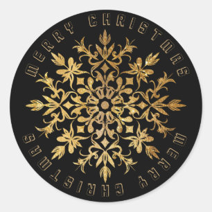 Faux Gold Snowflake Elegant  Christmas Classic Round Sticker