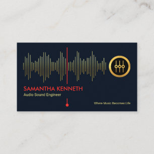 Faux Gold Sound Frequency Studio Engineer DJ Business Card