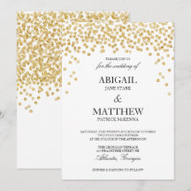 Faux Gold Sparkle Confetti Wedding Invitation