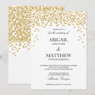Faux Gold Sparkle Confetti Wedding Invitation