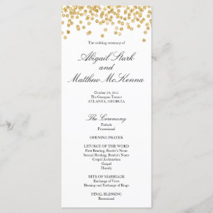 Faux Gold Sparkle Confetti Wedding Program Programme