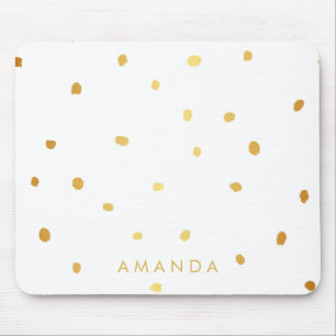 Faux GOLD SPOT DOTS  PERSONALIZE ADD YOUR NAME Mouse Mat